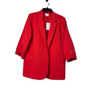 Entro Open Front 3/4 Sleeve Red Blazer Jacket NWT Size L